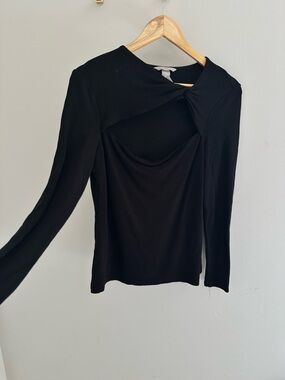 H&M Black Twist-Detail Long Sleeve Tee
